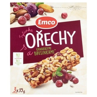 Emco tyčinka ořech-brusinka 3x35g